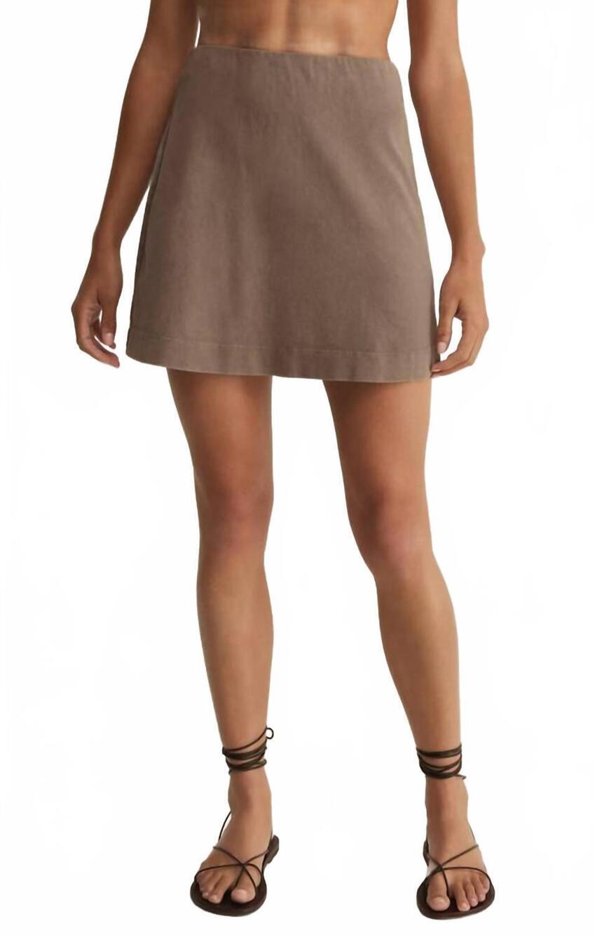 NEW Z SUPPLY women's gail jersey mini skirt in perfectly taupe